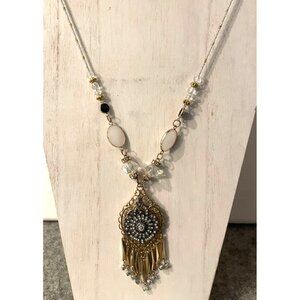 Handcrafted Elegant Statement Piece Necklace With Dangles   # 5015